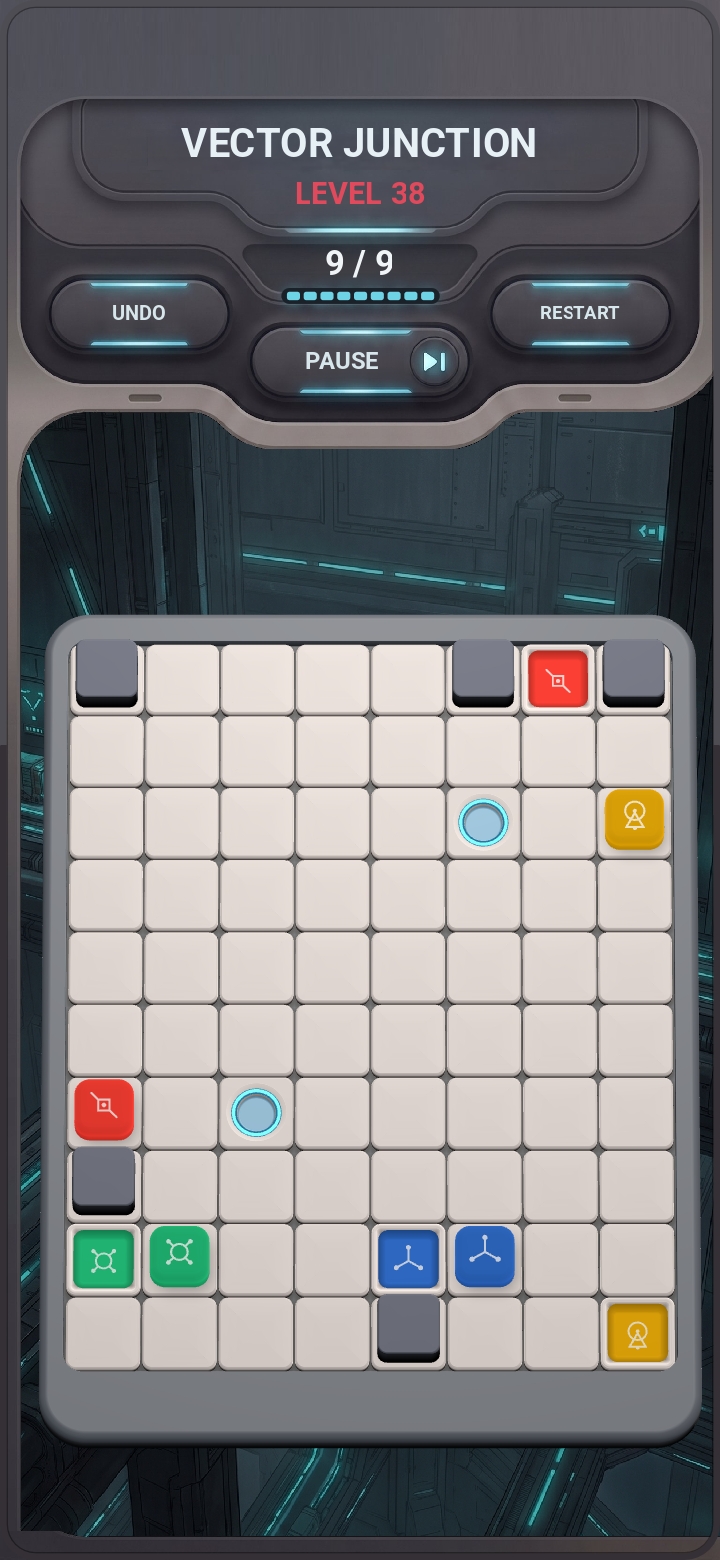 R.E.L.A.Y. Vector Junction level 38 with cargo, gates, blockers, and transfer rings